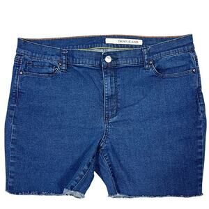 DKNY‎ Jean Shorts Sz 14 Dark Wash Cutoffs Stretch Denim Jorts Beachy Coastal